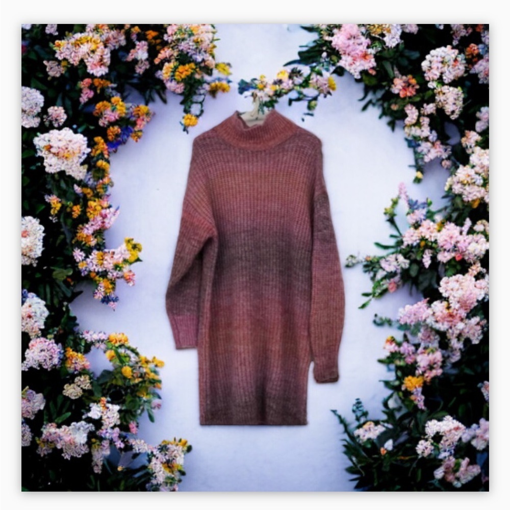 Twik by Simon- A Neutral Pink Knitted Mockneck Sweater Dress Sz M-Cosy -NWOT - Picture 2 of 15